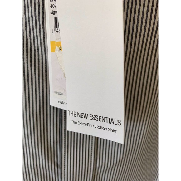 CALVIN KLEIN The Extra Fine Cotton Shirt Mens Black Stripe L/S Medium $69.50 - Picture 5 of 5